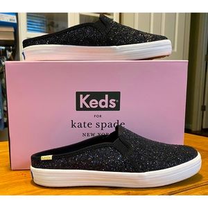 Keds for Kate Spade Black Glitter Mule, Size 6.5
